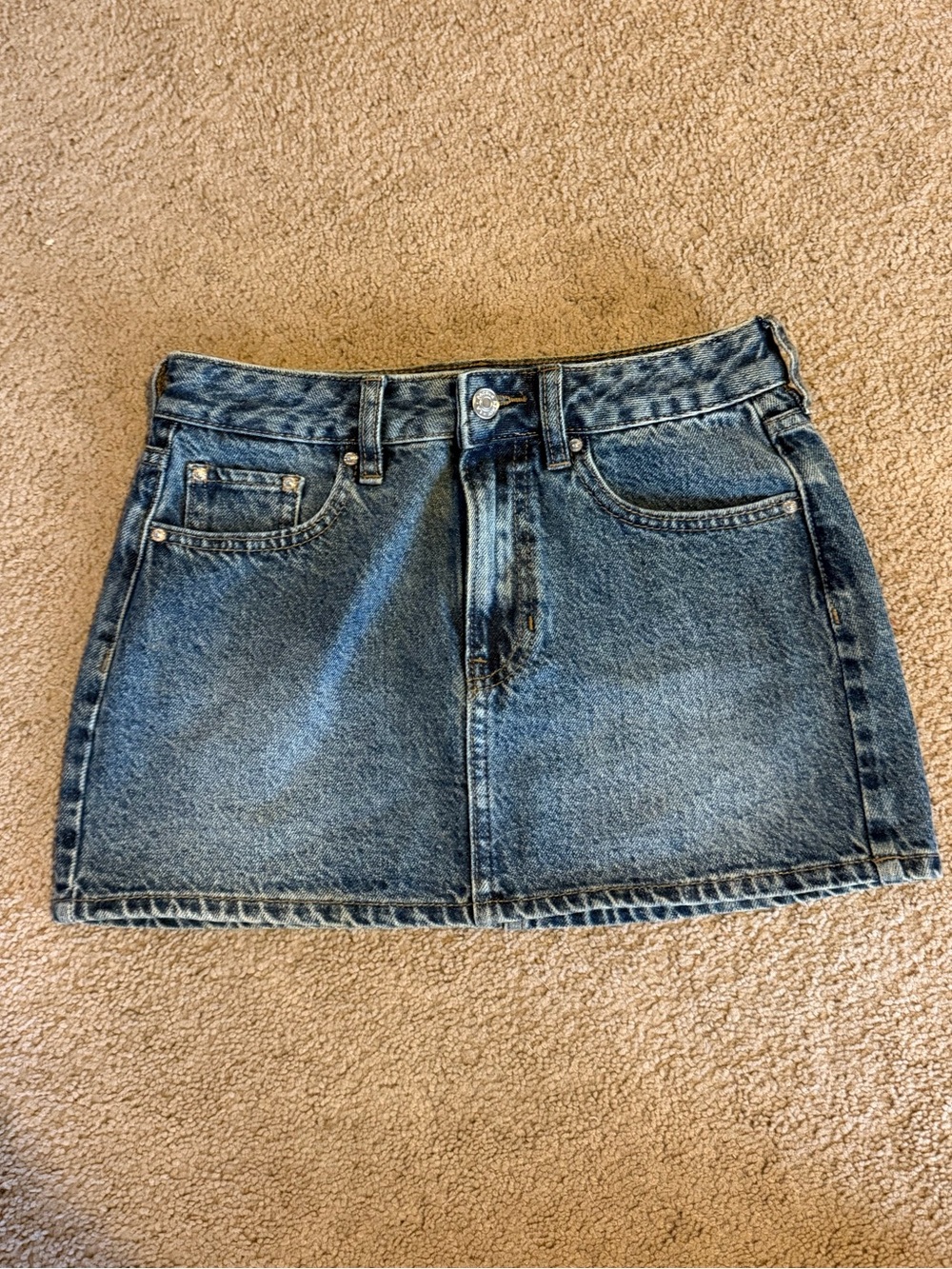 PacSun Blue Denim Mini Skirt with Front Pockets